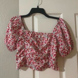 Red and pink floral crop top